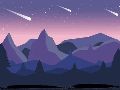 Meteor Shower_mountains_background animation design illustration vector