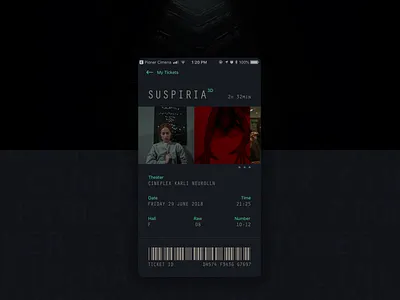 Purchased Ticket app app concept design movie popup tickets ux ui
