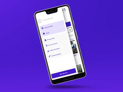 PRCPTIONS Live Mobile View clean design design google pixel menu design mobile mobile app design mobile app development mobile view navigation menu purple responsive design travel app users web 3.0 web app web app design website