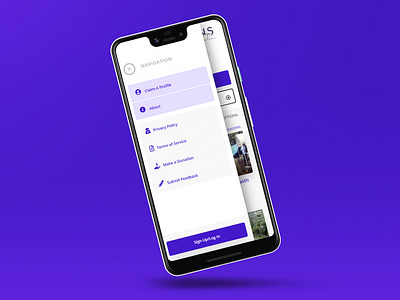 PRCPTIONS Live Mobile View clean design design google pixel menu design mobile mobile app design mobile app development mobile view navigation menu purple responsive design travel app users web 3.0 web app web app design website