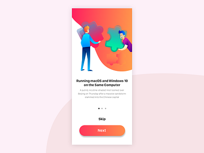 Walk through Screen UI Design art character art color creative design flat ui gradient gradient ui iconography illustration illustrations interaction minimal onboarding pagination ui uidesign ux walk through white