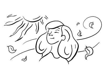 Sunny day breathe girl girl illustration leaf line art meditate meditation nature relax sound sun wind