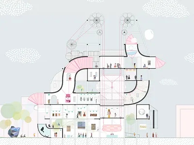 Architecture Section Collage architechture architectural visualization architecture design architecture visualization art artwork design design art designer graphic design graphic art illustration section visual visual art visual design