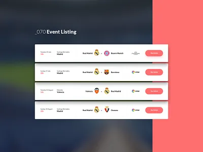 Daily UI #070 - Event Listing 070 dailyui dailyui070 event listing events listing real madrid