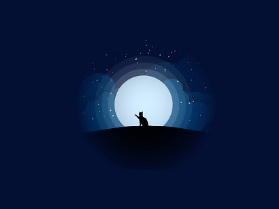 hi animation cat cat drawing cat illustration design flat illustration moon moonlight vector