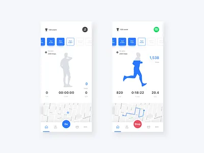 Pedometer App app app design application health minimal ui ux