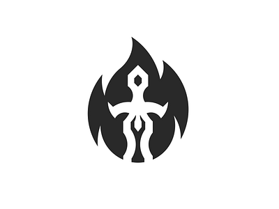 Lost in flames design fire flame logo mark sword
