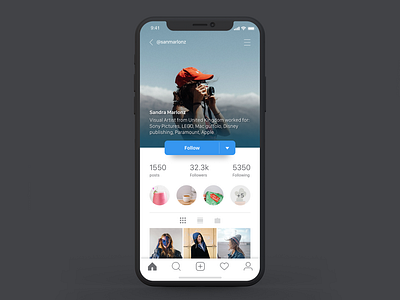 Instagram profile redesign clean app design concept floating button instagram interface ios profile ui user interface