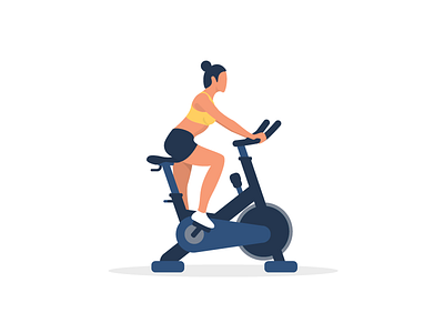 Spin Bike bike character cute fitness flat girl gym illustration spin bike sport vector woman
