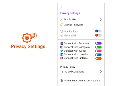 Just finished my 7th design for #dailyui #007 Privacy Settings adobe photoshop creative design design ui