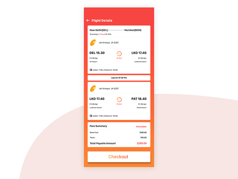 Flight Details UI Design animation app card color color animation creative design expand view flight app flight search flight search app gradient graphics illustrations travel app ui ui ux uidesign ux vector