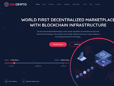 ICO Crypto - Azalea Version bitcoin crypto ico illustration isometric landing landing page nio