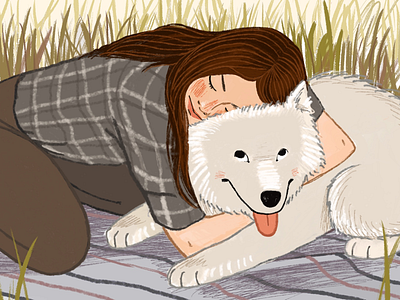 Friends dog drawing girl illustration procreate procreateapp samoyed