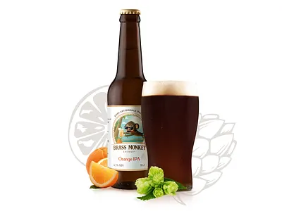 Brass Monkey Label beer bottle brand label logo monkey orange