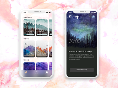 Meditation & Relaxation App app design ios meditation relax sleep sound ui