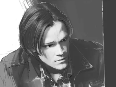 B/W Sam Winchester Comic Cover Draft (update) artwork black and white design digital art fanart graphic art illustration supernatural