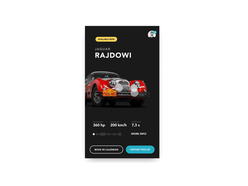 Classic car rental car invision studio invisionstudio prototype uidesign ux