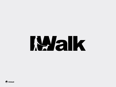 i walk typo akdesain branding clean creative design dog logo illustration letter lettering logo logo design logo type logos minimal modern negative space negative space logo typography walk logo