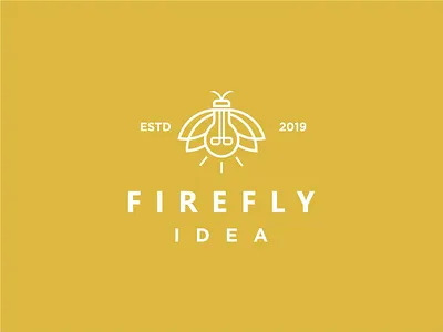 Firefly Idea animal bright brilliant bulb design dual meaning electric electronight fauna firefly fly geometric icon idea insect light logo mono line think wings