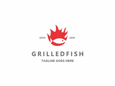 Grilled Fish animal burn chef cook design fire fish fresh graphic grilled icon kitchen nature negative space ocean restaurant sea sea food water wildlife