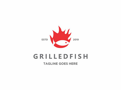 Grilled Fish animal burn chef cook design fire fish fresh graphic grilled icon kitchen nature negative space ocean restaurant sea sea food water wildlife