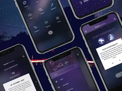 Horoscope (KK) App Design - UI/UX - 02 adobe cc adobe photoshop adobe xd app design black design digital galaxy purple ui