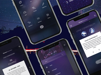 Horoscope (KK) App Design - UI/UX - 02 adobe cc adobe photoshop adobe xd app design black design digital galaxy purple ui