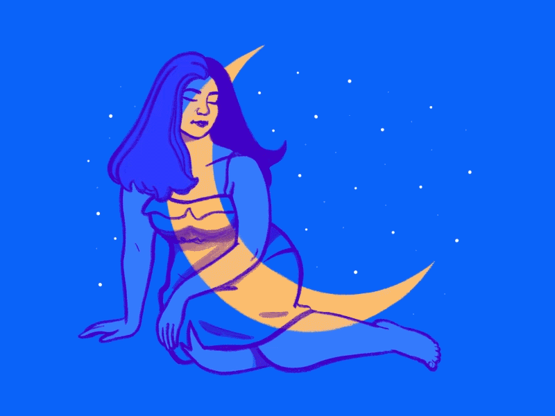 The Night Princess animation animation after effects animation art art artdaily design design art digital painting draw drawn frame by frame gif illustration illustration art ipad moon moon child night procreate starry night