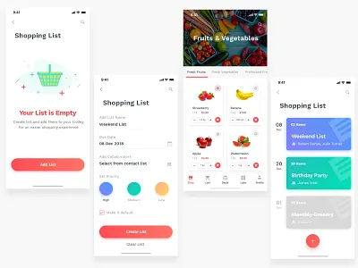 Grocery Shopping app design design illustration mobile app typography ui ui design ux design visual design
