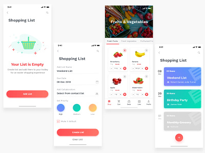 Grocery Shopping app design design illustration mobile app typography ui ui design ux design visual design