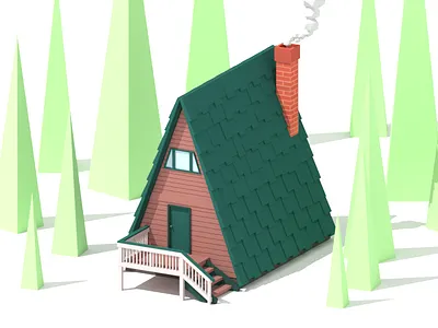 Cabin 3d blender cabin forest house illustration low poly lowpoly minimalist