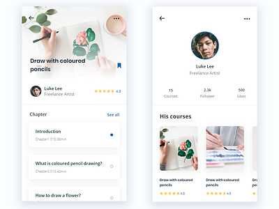Online Course App app card course design online course profile ui
