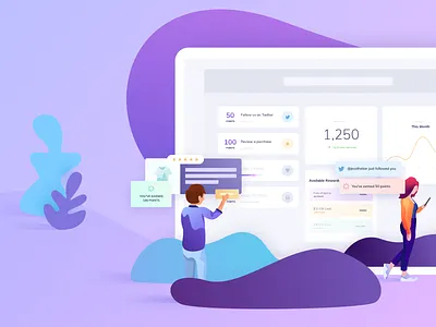 Loyalty Platform Illustration illustration macbook purple reviews rewards