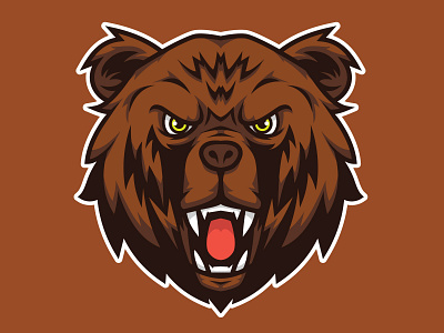 Bear Head Mascot Logo aggresive alaska angry animal bear beast carnivore character design esport fur game gaming grizzly head icon illustration logo mad mascot