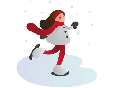 Winter skating girl art character flat girl illustration skating snow trend vector winter