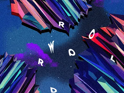 World outer space - Poster 3d art branding cinema 4d creation crystal design fun gradient gradient color illustration photoshop red red and blue typography