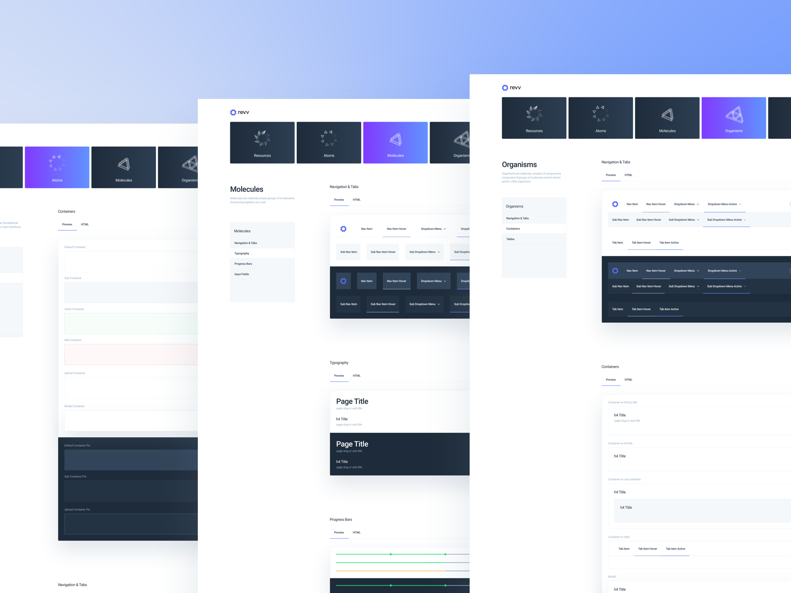 Atomic atomic atoms clean design donate donation molecules organisms platform revv saas sketch styleguide system templates ui ux