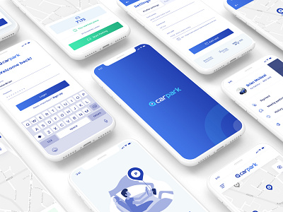 Carpark. App for searching available parking places app automotive automotive design blue car app clean dailyui design design app drive iphone layout light navigation parking parking app ui uiux ukraine usa