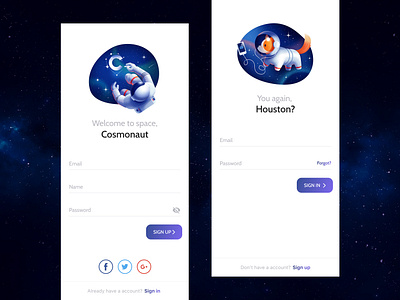 Sign Up / Sign In Page app clean colorful cool cosmos creative daily dailyui design dribbble illustration space ui