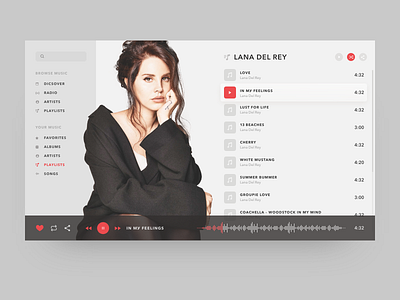 Daily UI Design Challenge #009 — Music Player adobe xd daily ui daily ui 009 design desktop lana del rey music music player ui ux web