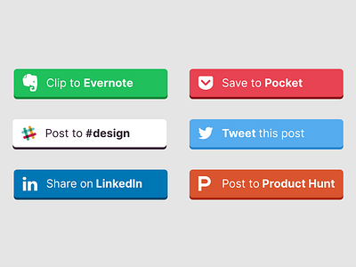 Daily UI - Day 10 - Social share dailyui dailyui 010 evernote linkedin pocket producthunt share buttons slack social media buttons twitter