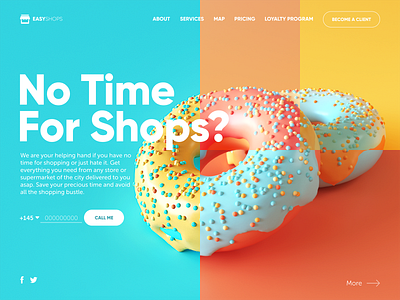 Shopping Delivery Service Website 3d delivery service design doughnut food graphic design home page interaction interface landing page shopping shops ui user experience ux web website