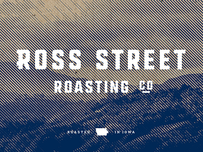 Ross Street Roasting Lockup blue coffee coffee branding coffee logo halftone iowa lockup logo rustic vintage