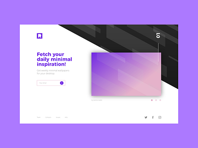 Daily UI #003 - Landing page adobexd black dailyui grey landing page minimal purple ui wallpapers