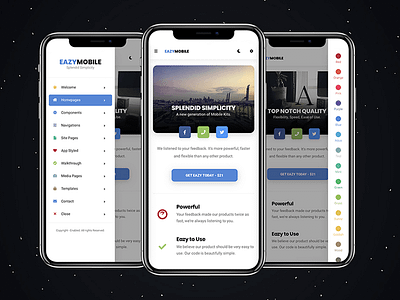 Eazy Mobile | Premium Mobile Template clean design css css 3 design easy eazy html html5 ios design mobile mobile website mobile website design modern design premium sidebar template user experience user interface webdesign website