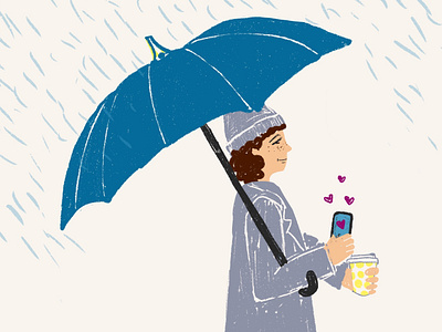 Facetiming in the rain apple pencil illustration ipad pro procreate procreate app