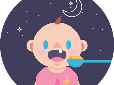 Late night feeding animation app character clean design flat icon identity illstrator illustration lettering logo design mobile type typography ui vector website