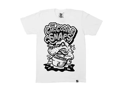 Chocodile Snaps brand character design custom script design fashion graphic design illustration lettering merch script streetwear t shirt t shirt design type typography
