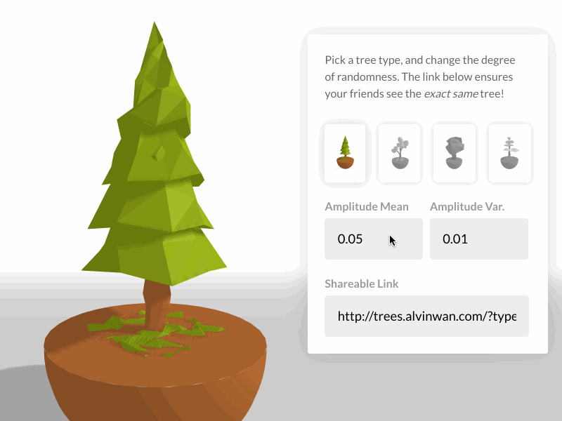 Tree Editor, Low-Poly Virtual Reality 3d aframe low poly virtual reality