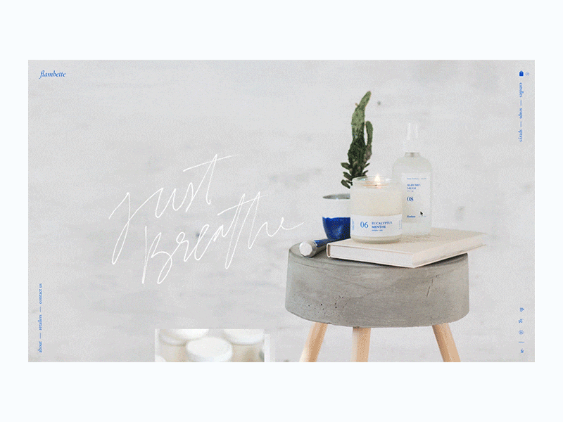 Flambette Homepage clean e commerce minimal motion motion animation ui ux